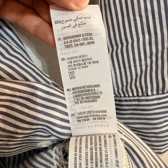 NWT Abercrombie Long-Sleeve Utility Blue Striped Shirt Dress Size Large - Picture 7 of 7